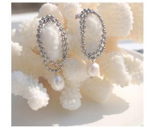 Fashion Women Jewelry Stainless Steel Beaded Pearl Earrings