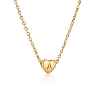 Fashion Gold Plated Heart Alphabet Initial Necklace for Women Letter Necklace Jewelry