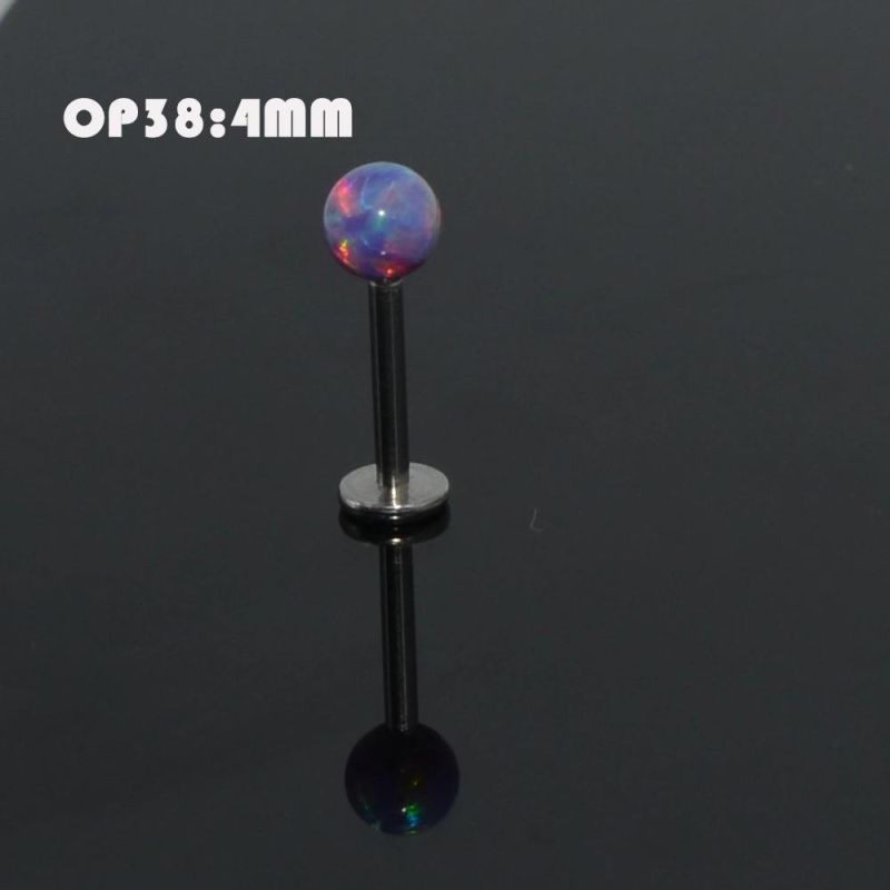 G23 Titanium Labret Body Piercing Jewelry Internally Threaded-16g/with 3/4/5mm Opal Ball