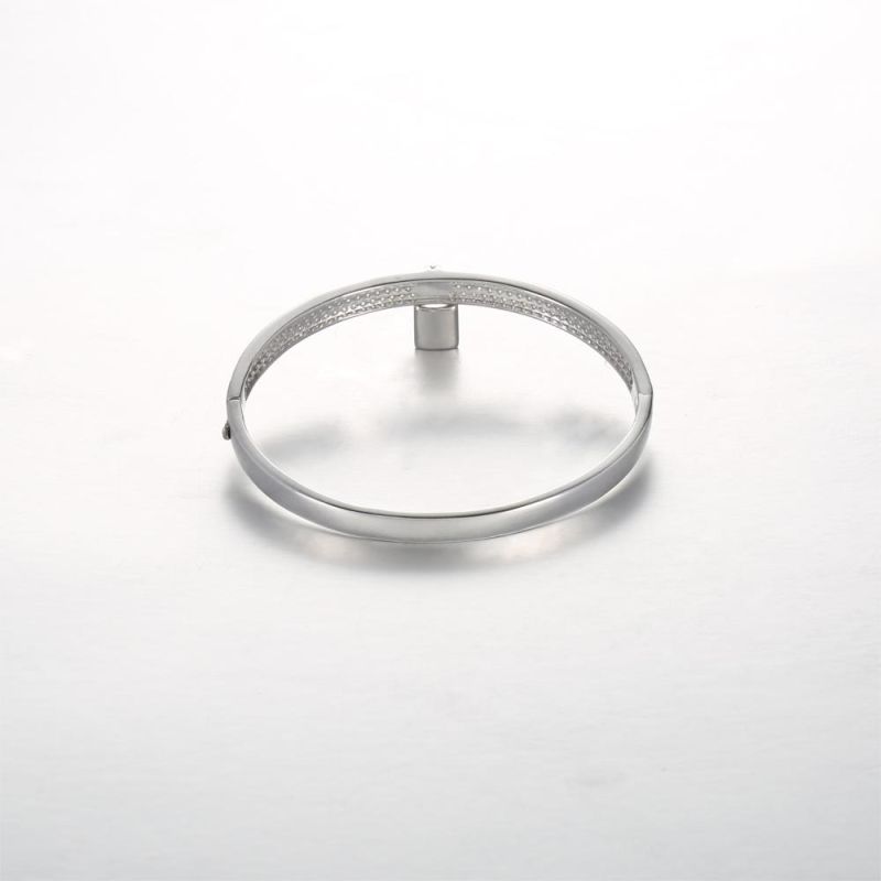 2022 New 925 Sterling Silver Little Lock Hang Pave Zirconia Punk Rock Bangle