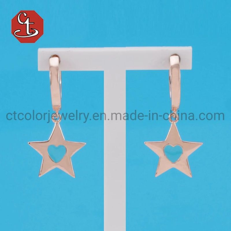 Fashion Brass or Silver Jewelry Factory Price Circle Enamel Earring