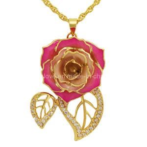 Fashion Jewelry - Christmas Gift -24k Gold Rose Necklace (XL033)