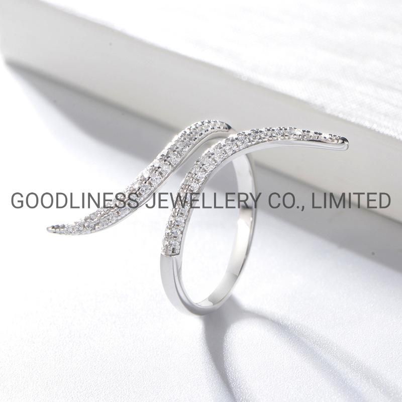 925 Sterling Silver Jewelry Micro Pave CZ Adjustable Rings