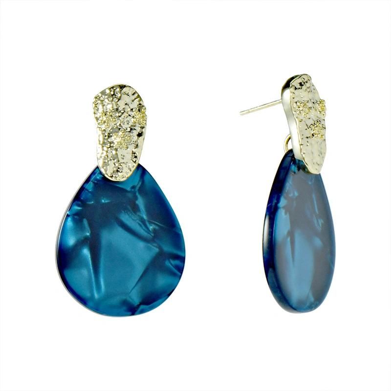 Fashion Jewelry Vintage Blue Teardrop-Shaped Acetate Plate Earrings Resin Earrings