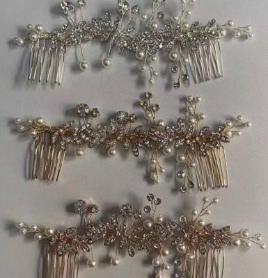 Wedding Crystal Pearl Hair Comb Hair Vines. Bridal Crystal Pearl Hair Comb Hair Vines. Rose Gold Headpiece