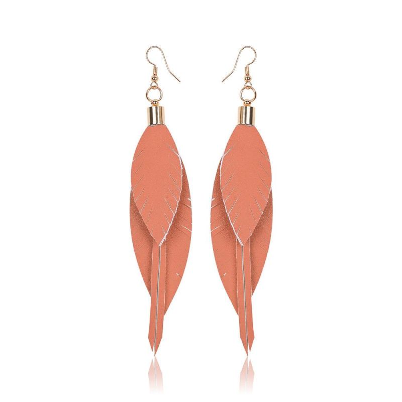 New Fashion Jewelry PU Leather Leaves Drop Earings for Women