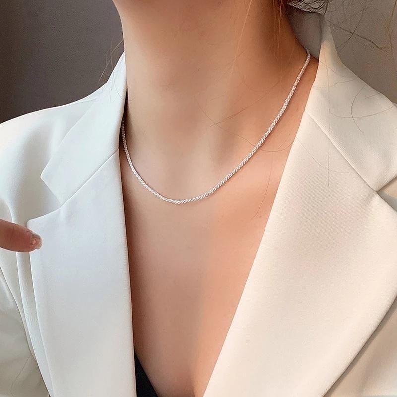 Fashion Fine Jewelry Silver Colour Sparkling Clavicle Chain Choker Necklace