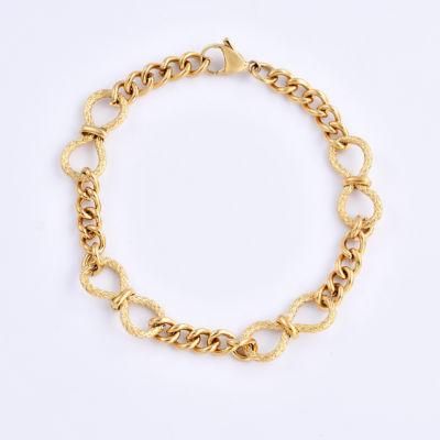 18K Gold Plated Chain &amp; Link Bracelet Stainless Steel Bracelet Charm Wristband Bangles Party Jewelry