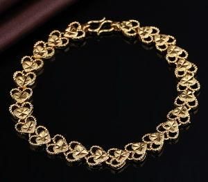 Factory Direct Sale Popular India 24k Gold Plated Heart Charm Brass Bracelet