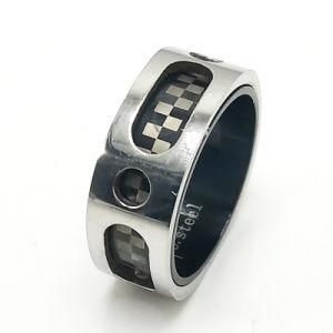 Fashion Jewelry Creative Carbon Fibre Inlay Man Punk Ring