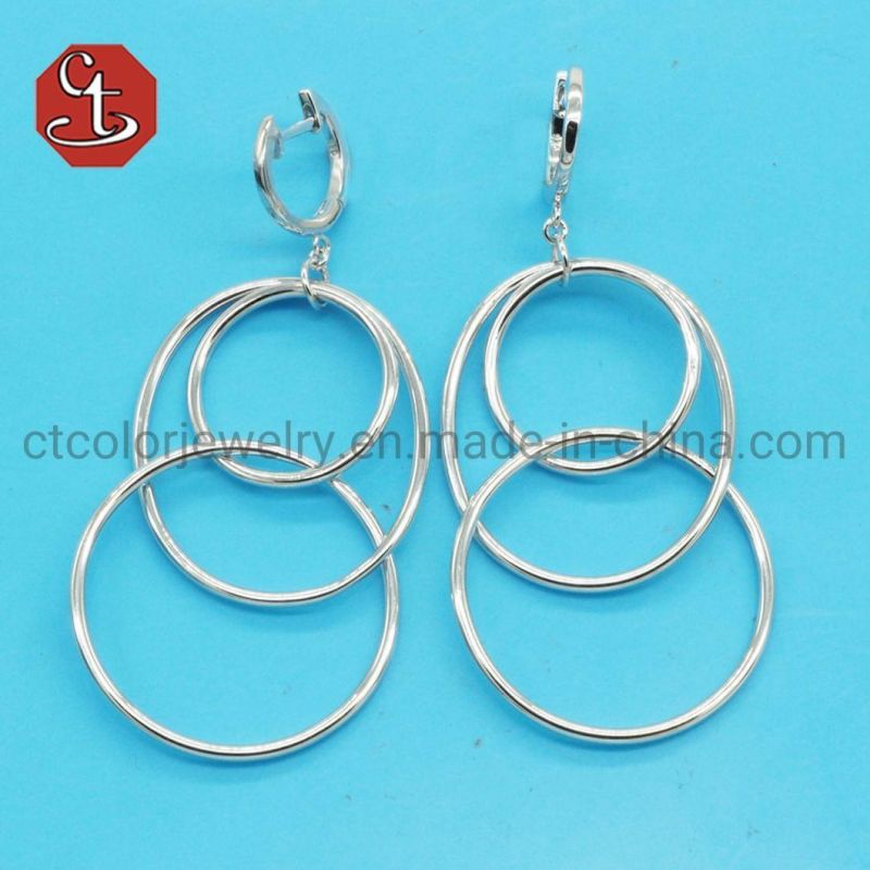 Special Few CZ Haggie Round circle AB Unbalnce asymmetrical Earring Brass & Silver Jewelry