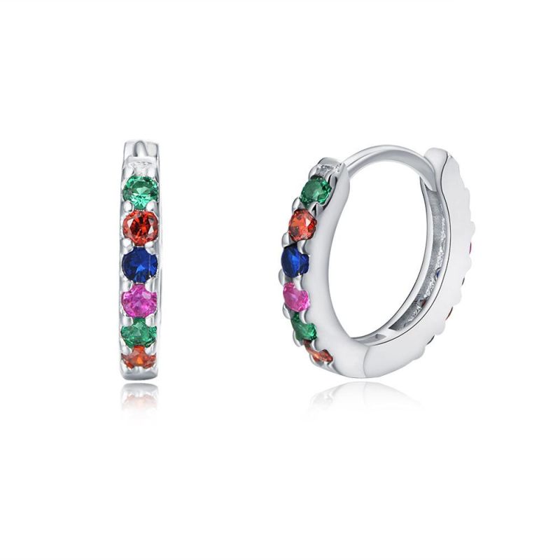 S925 Sterling Silver Color Zircon Earring Clasp Female Ins Wind Simple Versatile Jewelry Earrings