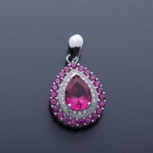 Oval Shaped Fashion Pendant with Red Corundum Stone