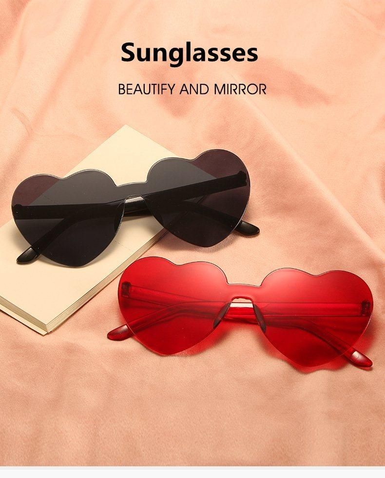 Sunglasses Candy Colors Lenses Heart Shape Rimless Sun Glasses