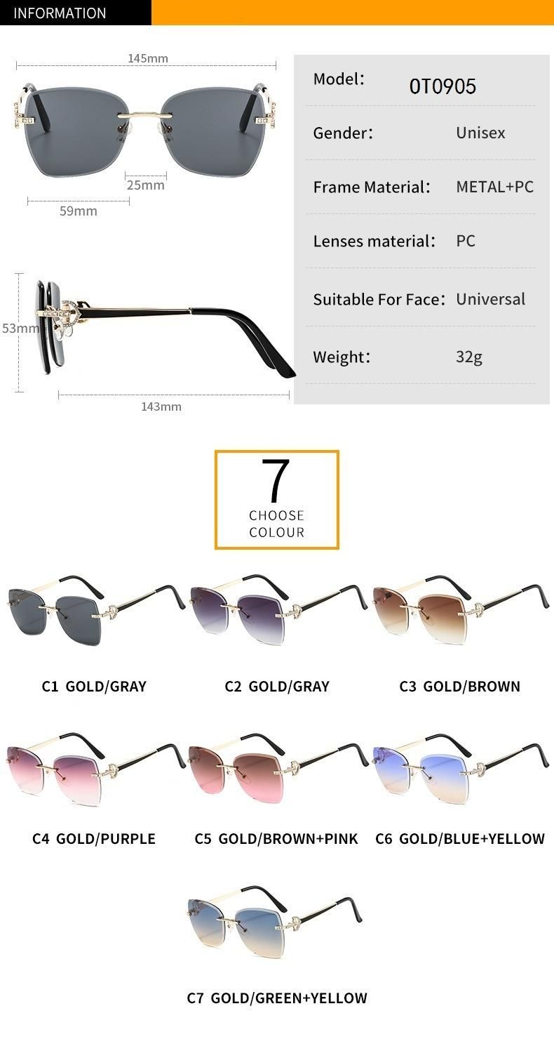 New Style Diamond-Encrusted Frameless Cut-Edge Square Women Sunglasses