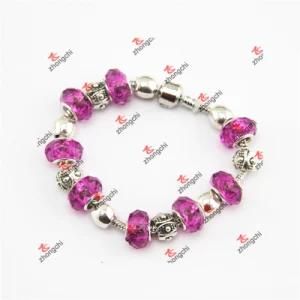 High Quality Hot Pink Glass Bead Charms Bracelet Jewelry (ALK60226)