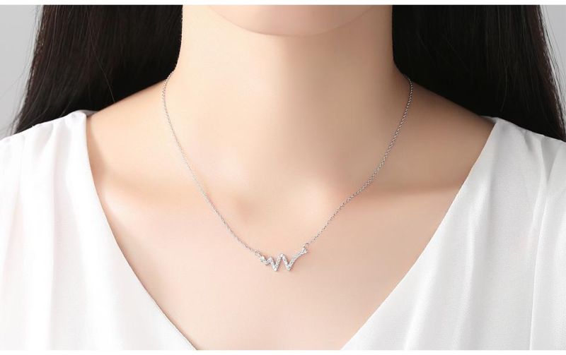 S925 Sterling Silver Fashion Zircon Lightning Shape Necklace