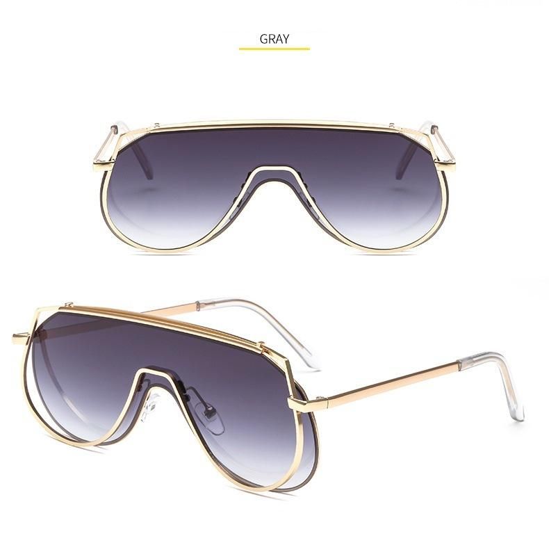 2020 New Large Frame One-Piece Metal Sunglasses