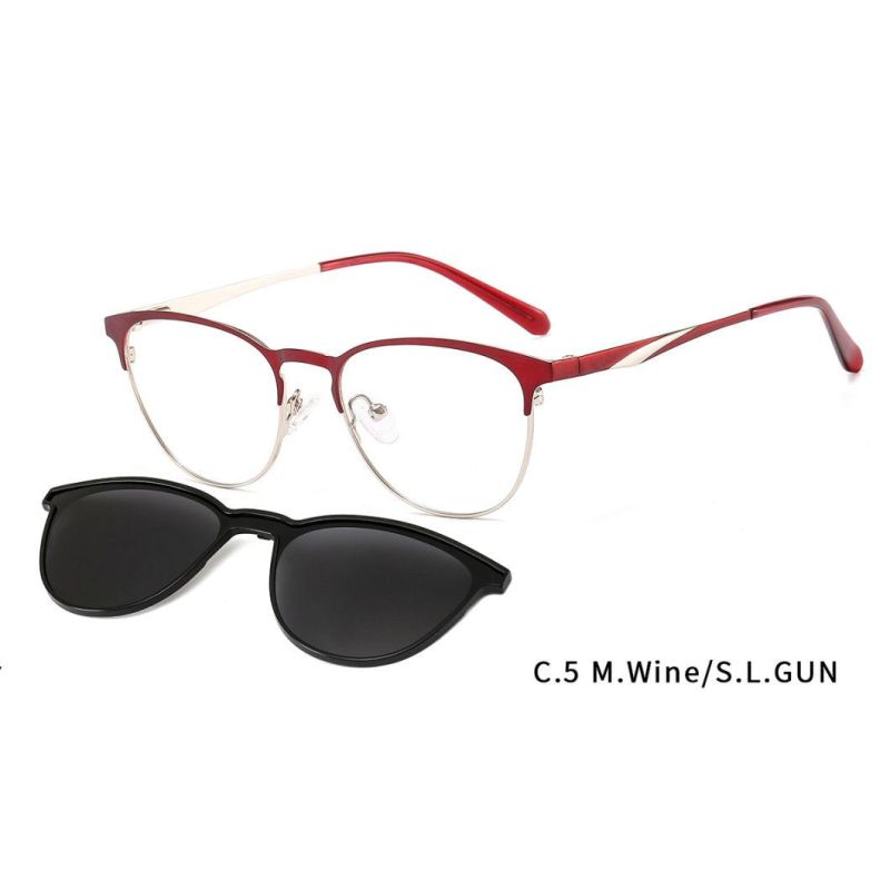 Fashion Design Polarized Sunglasses Wholesale Custom Metal Clips on Sunglasses Magnetic Women Double Color Clip on Sunglasses