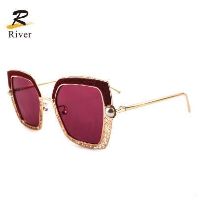 Shiny Metal Frame Women Wholesale Eyebrow Sunglasses