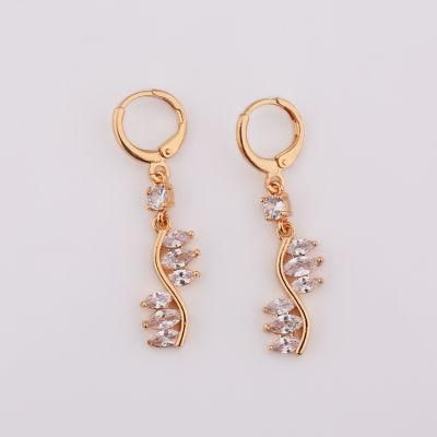 New Fashion 18K Gold Silk Thread Druzy Cubic Zirconia Drop Earrings
