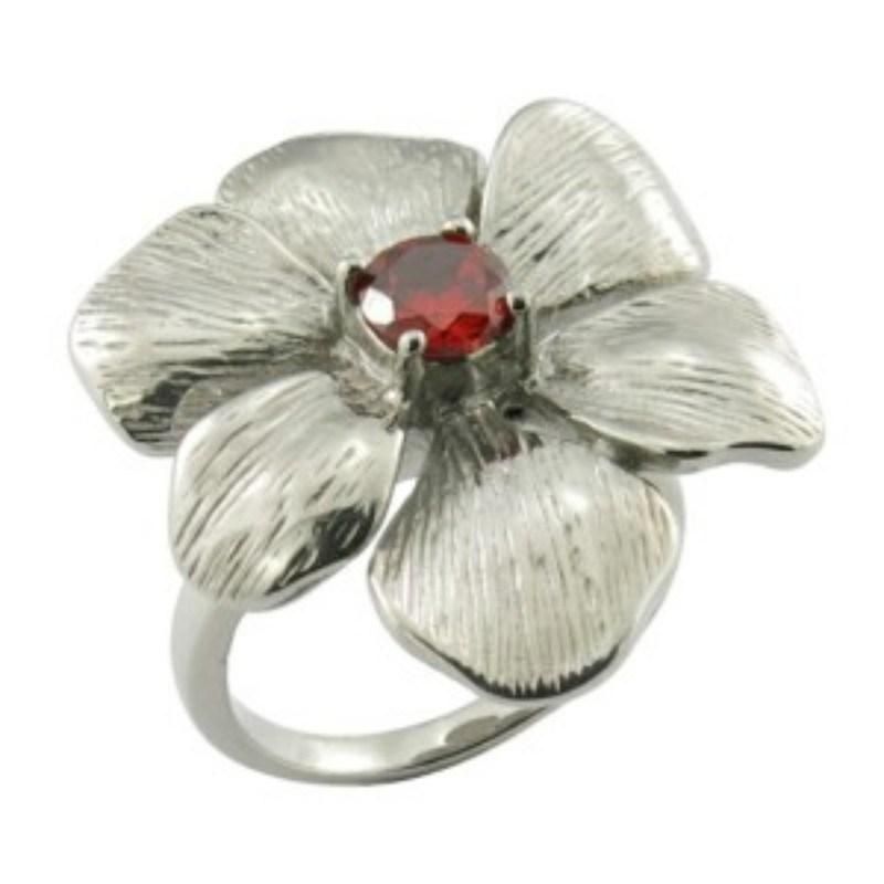 Fashion Women Stainless Steel Flower Diamond Ring
