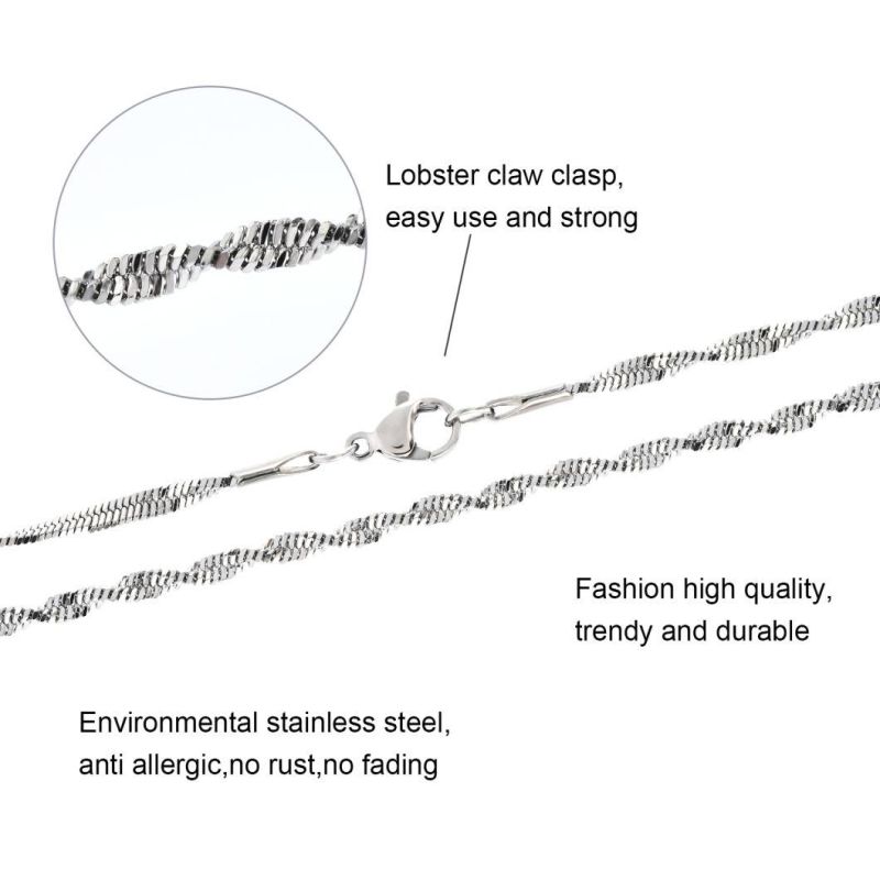 Hot Selling Fashion Accessories Classic Stainless Steel Necklace Design Twisted Push Chain Layering Jewelry