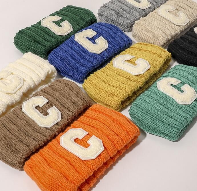 Autumn and Winter Headband Trend Letter C Knitting Wool Warm Headband