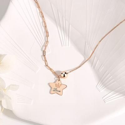 Wholesale Simple Crown Pentagram Letter Necklace