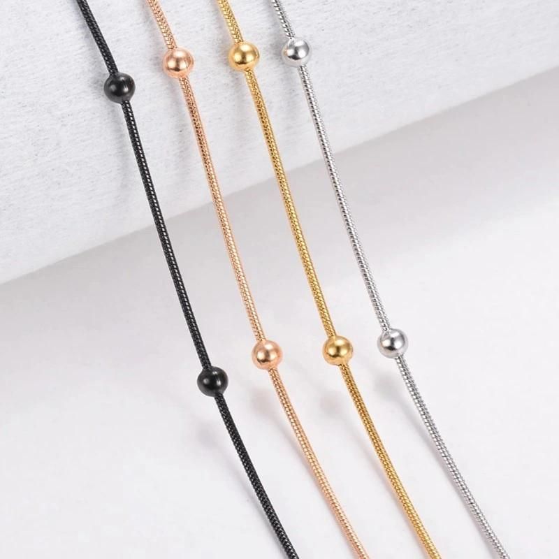 Factory Supplier Gold Plated Bracelet Stainless Steel Round Snake Jewelry Chain Necklace Bracelet with Beads Jewelry Making Chain