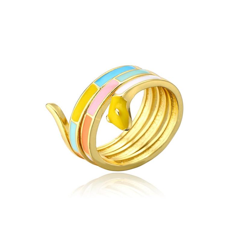 Fashion Ring Enamel Colorful Gold Plating Adjustment Ring