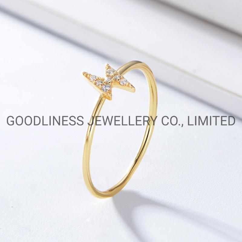 925 Sterling Silver Fine Jewelry Women CZ Lightning Rings