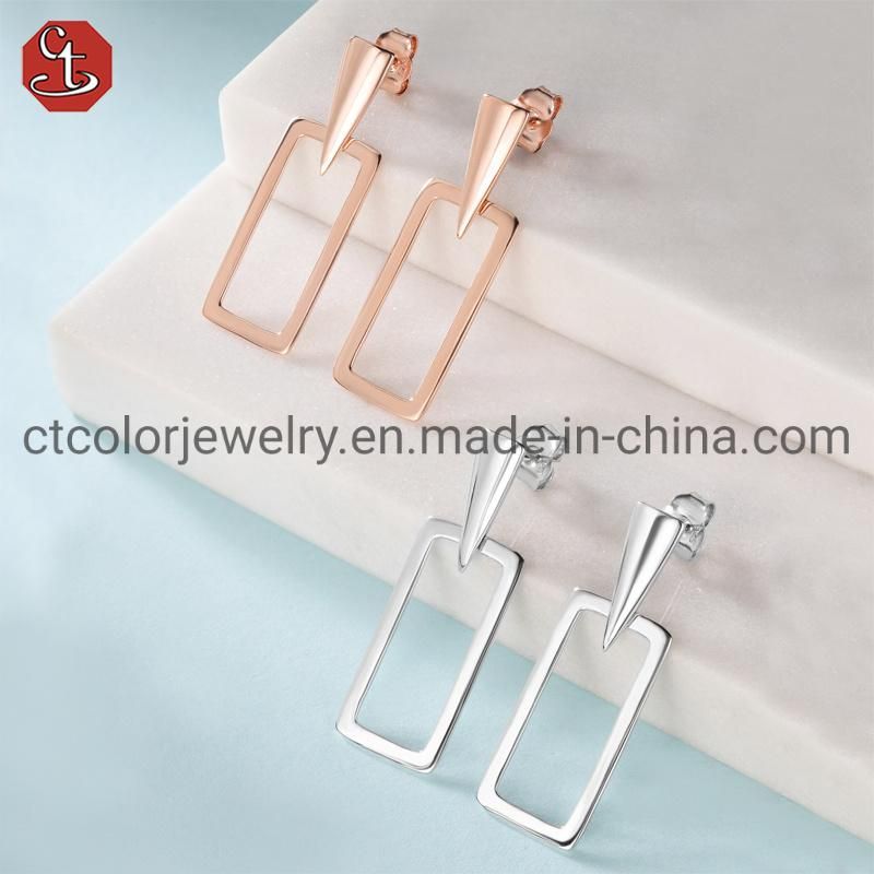 Simple Plain Silver  Fashion Jewelry Stud Earrings