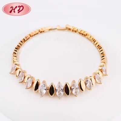 Fashion 18K Gold Plated Chain Bracelet Jewelry with Oval CZ