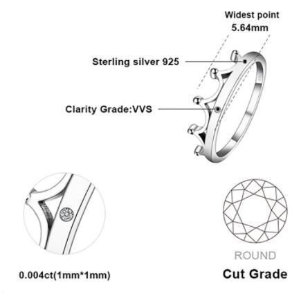 925 Sterling Silver Rings Anillo Wholesale Zircon Crown Rings Jewelry Women Wedding Rings
