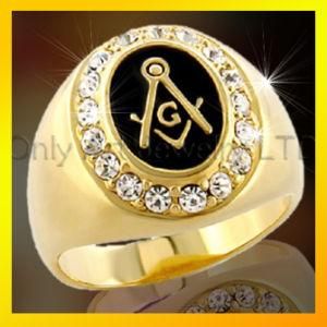 Cubic Zircon Around Masonic Emblem Ring (OACR0003)