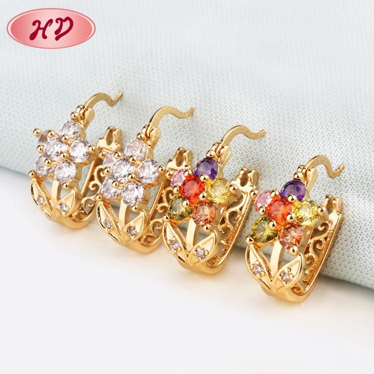 Wholesale Fancy Design Wedding Jewelry Gold Plated Crystal Earring