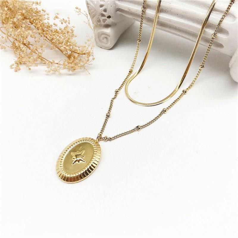 Manufacturer Custom Gold Plated Jewelry Wholesale Stainless Steel Jewelry Fashion Multil Chain Layered Necklace