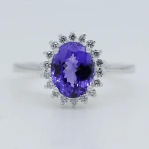 Popular 925 Sterling Silver Oval Cut Sapphire Gemstone Ring