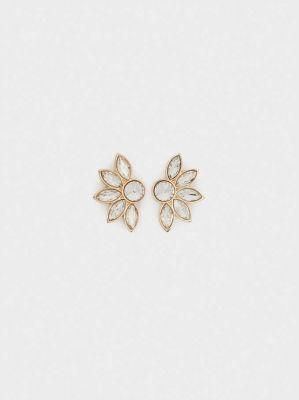 Fashion Crystal Flower Petal Temperament Earrings Jewelry