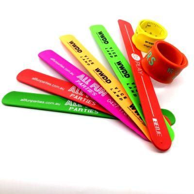 Promotional Colorful Debossed One Inch Silicone Ruler Slap Bracelet