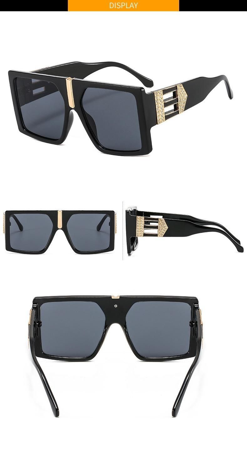Oversized Frame Men′s Sunglasses Outdoor Personality Diamond Sunglasses Wholesale