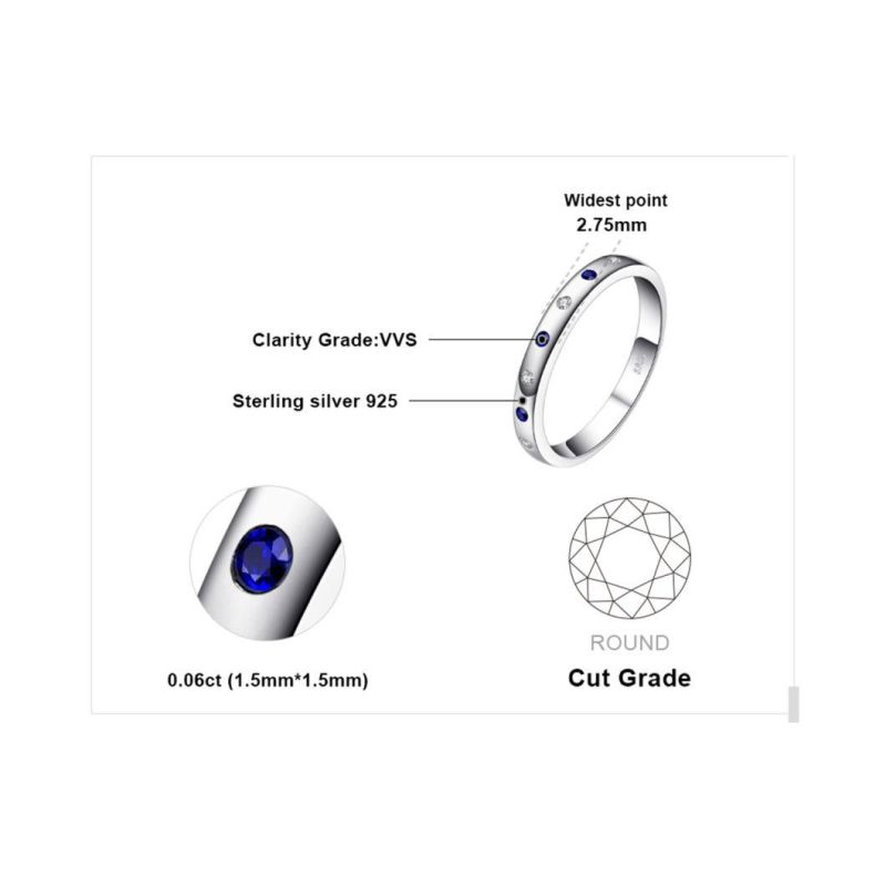 Bridal Jewelry Created Sapphire Engagement Band Wedding Ring 925 Sterling Silver Jewelry