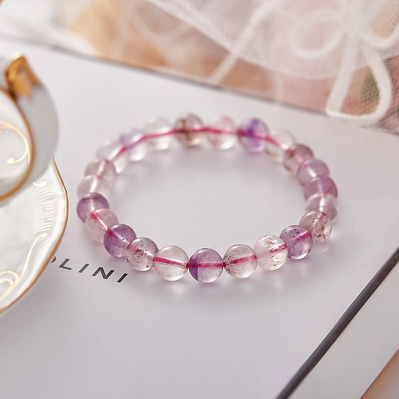 Fashion Jewelry Natural Ice Crystal Translucent Bracelet Purple Titanium Strand