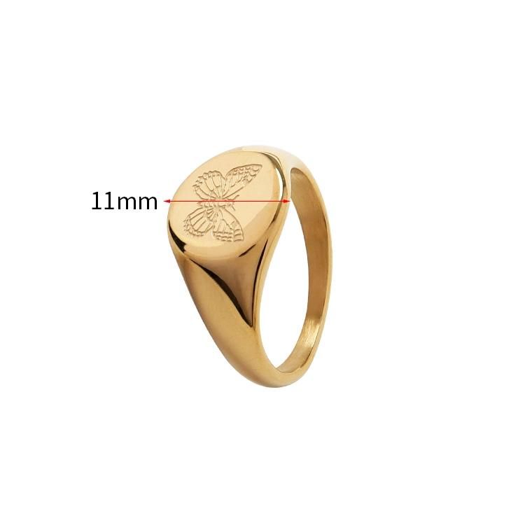 Ins Hot Style Gold Plated Carved Ring Korean Version Simple Stainless Steel Rings