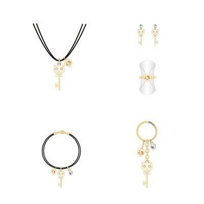 Golden Cat Head Creative Design Jewelry Set