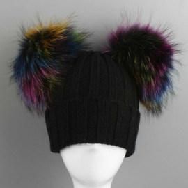 Popular Women Winter Beanies Hats with Fashion Big Fur Ball