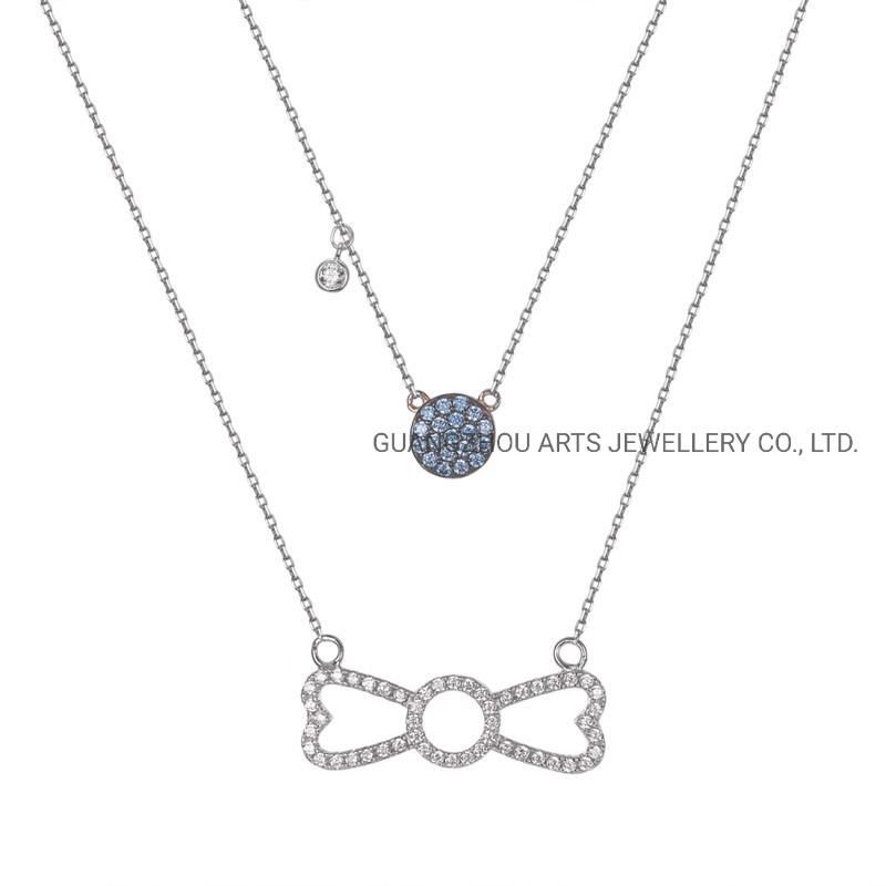 CZ & Spinels The Double Layer Chains Silver Necklace