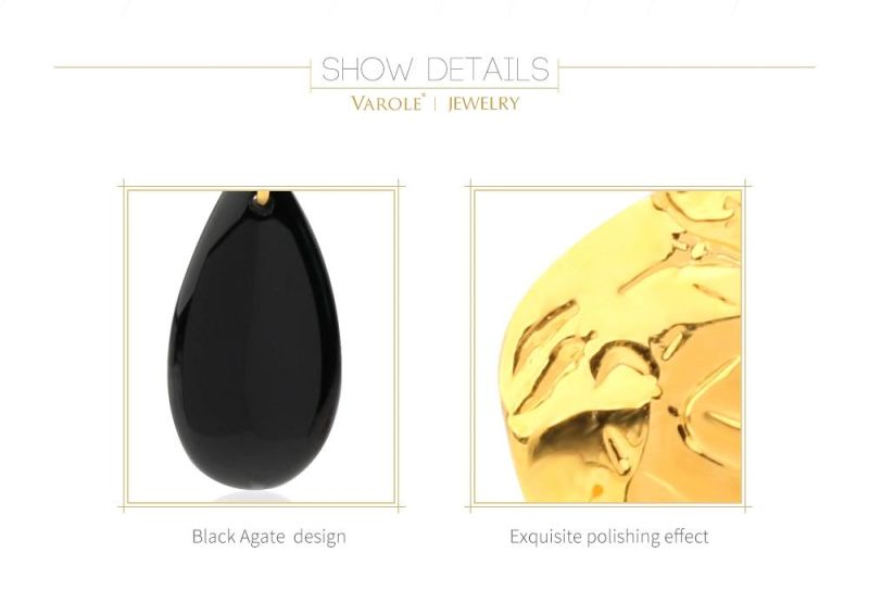 Exquisite Polishing Effect Black Agate Design Earrings