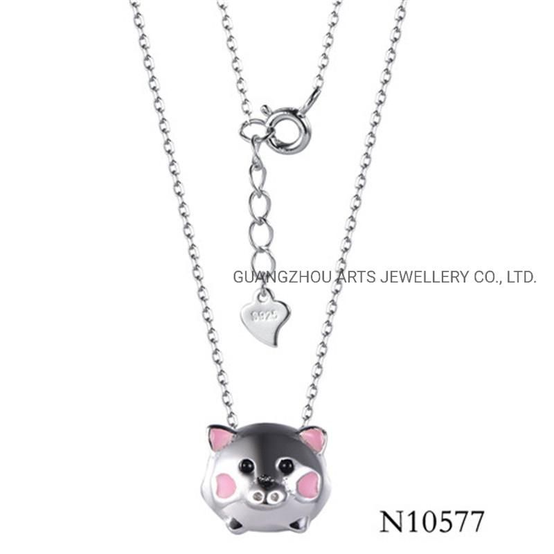 Cute Piggy Bank Animal Silver Necklace